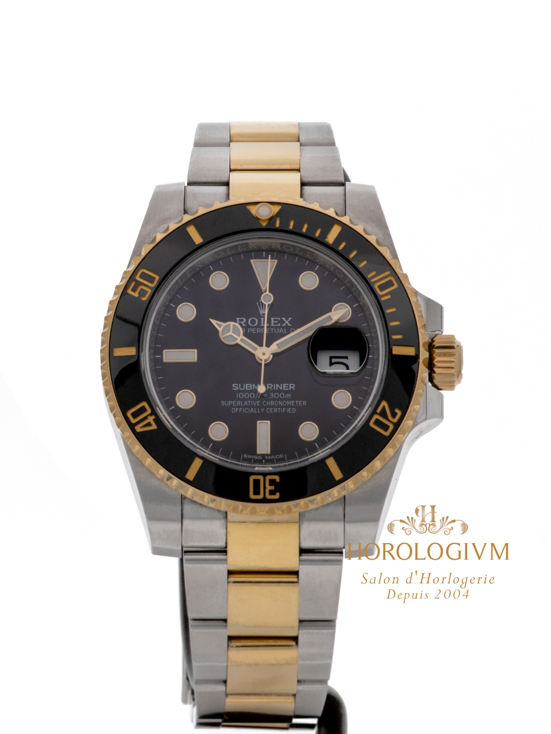 Rolex Submariner Date Two-Tone 40MM Ref. 116613LN watch, two - tone (bi - colored) silver (case) and yellow gold & black ceramic (bezel)