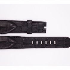 Genuine Alligator Leather Corum Strap, glossy black