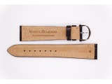 Crocodile Leather Maurice Lacroix strap, glossy black, with silver stainless steel buckle