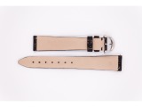 Leather Maurice Lacroix strap, glossy black, with silver stainless steel buckle