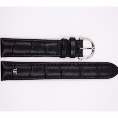 Crocodile Leather Maurice Lacroix strap, black, with silver stainless steel buckle