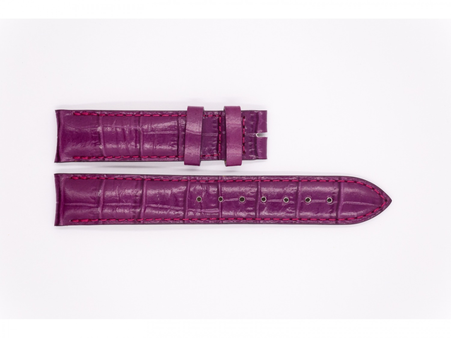 Leather Aerowatch strap, satin purple