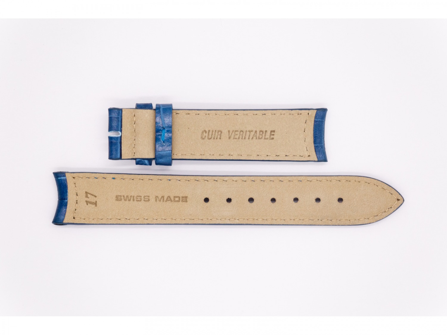Leather Aerowatch strap, dark (navy) blue