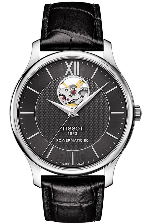 Tissot T-Classic Tradition Powermatic 80 Open Heart T063.907.16.058.00 watch, silver