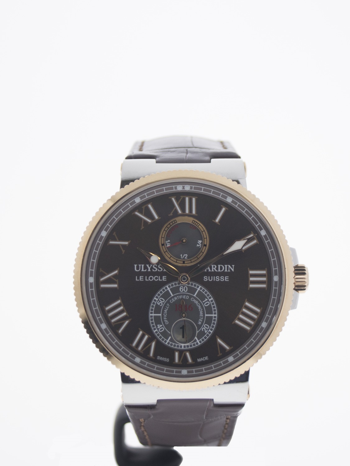 Ulysse Nardin Maxi Marine Chronometer 42.7MM Ref. 265-67 watch, silver (case) and yellow gold (bezel)